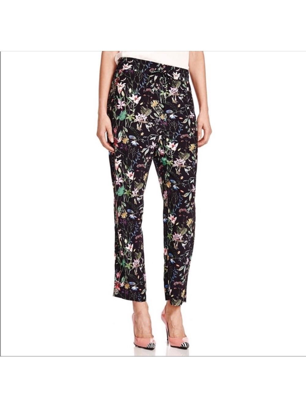 THE KOOPLES pull on crop pants | Floral Print | Size medium